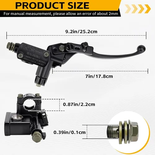 Miniatura 2 de 7/8'' Palanca de cilindro maestro de freno hidráulico derecho Bomba de repuesto para GY6 50cc 70cc 90cc 110cc 125cc 150cc 200cc 250cc ATV Quad