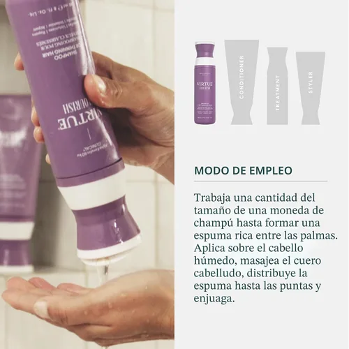 Miniatura 11 de VIRTUE Flourish Champú sin sulfato para cabello fino, Producto para el crecimiento y volumen del cabello, Desintoxica y repara, Seguro