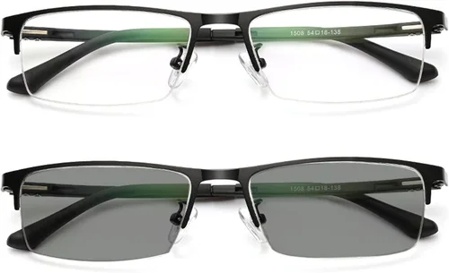 COTIA/Gafas de lectura Fotocromáticas Turn Gray 2021 Hombres Metal Medio marco Presbicia Gafas Negro