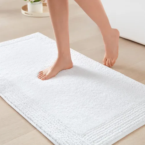 Madison Park Splendor - Alfombra de baño reversible 100% algodón con mechones - 3000 GSM calidad hotelera lujosa felpa de pelo medio alfombrilla de