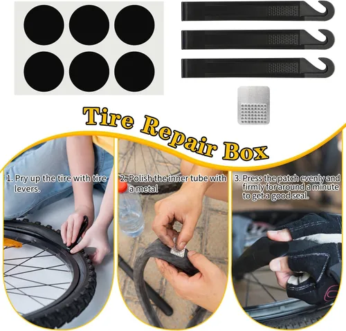 Miniatura 6 de PXZBLG Kit de reparación de bicicletas, kit de herramientas de reparación de neumáticos de bicicleta, incluye multiherramienta 16 en 1, accesorios