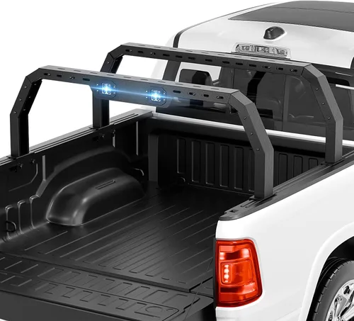 YZONA Bastidores ajustables de 14.6 a 17.4 pulgadas de altura para caja de camioneta con 2 luces LED compatibles con Tacoma/Tundra/Silverado