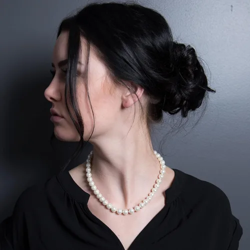 Miniatura 3 de KEZEF Pearl Necklaces for Women - Simulated Faux Cream White Pearl Necklace 16" - 20" - Hand Knotted Strand - Pearl Sizes 8mm - 14mm - Pearl Choker