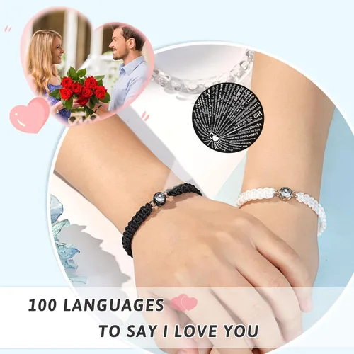 Miniatura 2 de UNGENT THEM Pulseras "I Love You" en 100 Idiomas, Regalos para Parejas para Novio, Novia, Mi Amor, Alma Gemela, Regalo de Aniversario, Día de San