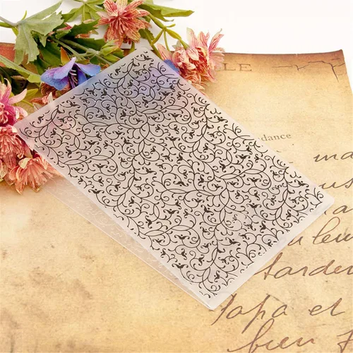 Miniatura 4 de Arbuya Carpetas en relieve de plástico para hacer tarjetas o diario Flores de filigrana en relieve plantillas de álbum de fotos Papel hecho a mano