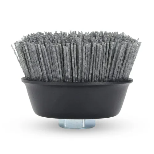 Miniatura 6 de BHA Cepillo de copa de cerdas de nailon de filamento abrasivo de 4", eje de rosca 5/8-11 - Gris (grano 80)