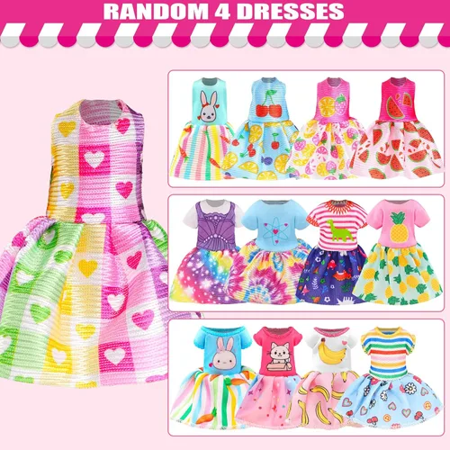 Miniatura 2 de 22 piezas de ropa y accesorios para muñecas mini de 5 pulgadas, incluyendo 4 juegos de vestidos de moda, 4 tops y pantalones casuales, 4 trajes