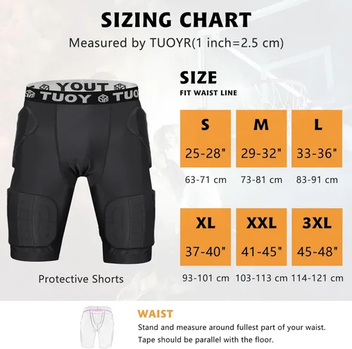 Miniatura 5 de Mens Football Girdle with Pads Hip Thigh Butt Tailbone Protector Pants Padded Compression Short Youth Adult Protective for Baseball Snowboard Skate