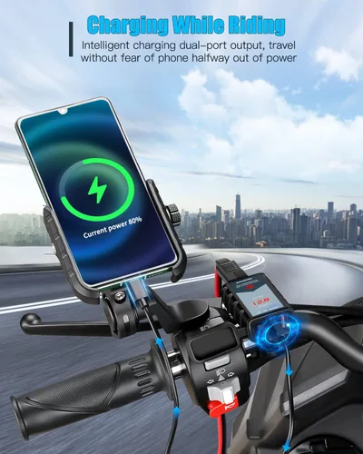 Miniatura 4 de EXTRACTME Cargador USB de motocicleta de 6.8 A, carga rápida 3.0 Dual USB Cargador de teléfono para motocicleta con voltímetro e interruptor