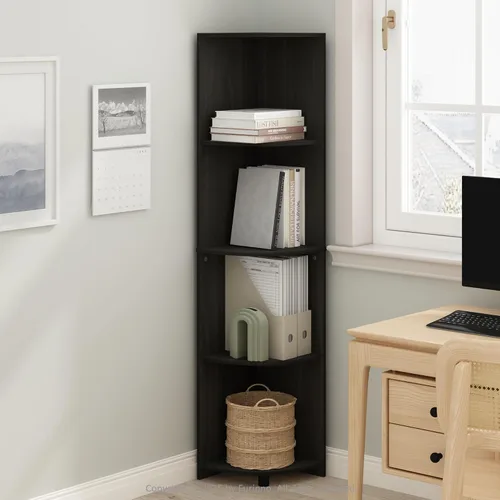 Miniatura 21 de Furinno ECON - Estantería apilable 2 en 1, estantería esquinera de 4 niveles con estante de exhibición, 16.1 x 16.1 x 49.1 pulgadas, para sala
