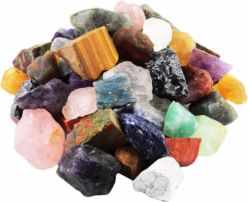 Miniatura 20 de Rockcloud 1 libra de cristales naturales en bruto, piedras ásperas para cabujón, pulido, corte, lapidario, pulido, curación de cristales Reiki, Azul