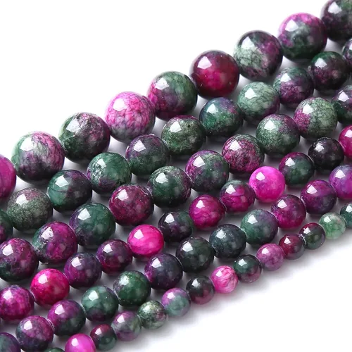 Miniatura 2 de 45 cuentas redondas sueltas de jade persa de turmalina de piedra natural de 0.315 pulgadas para hacer joyas, pulseras de bricolaje, collares