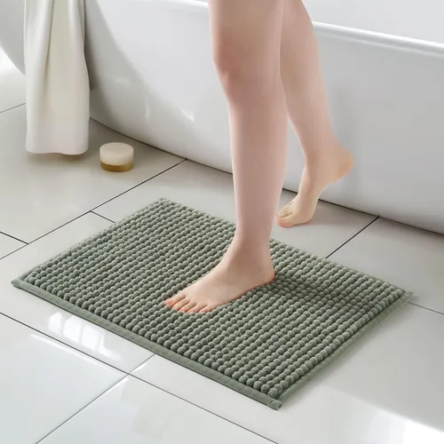 Miniatura 32 de FRESHMINT Alfombra de baño de felpilla gruesa y grumosa, 17"x24", alfombrilla de baño antideslizante, accesorio decorativo suave, linda alfombrilla