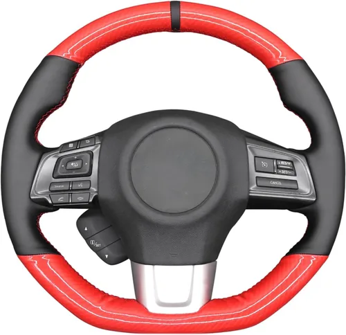 Miniatura 8 de MEWANT Funda de volante de automóvil transpirable cosida a mano para Subaru WRX 2015-2021 / WRX STI 2015-2021, accesorios para volante Subaru WRX