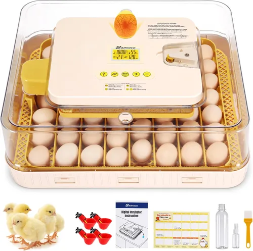 Sailnovo Incubadora de 56 huevos para incubar huevos con giro automático de huevos y humidificación automática, vela de huevos, control de Blanco