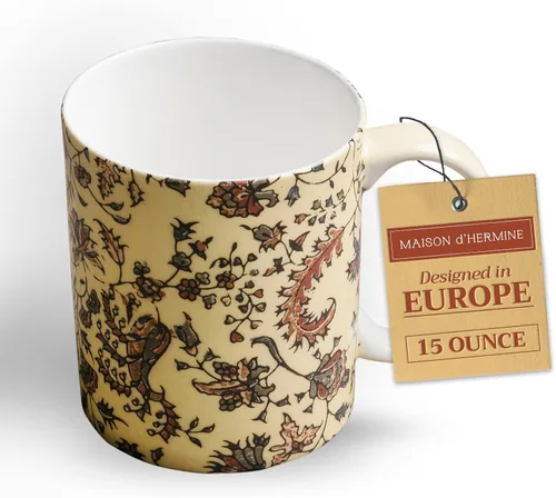 Miniatura 144 de Maison d' Hermine Taza de café con asas, tazas de porcelana fina de hueso, paquete de dos tazas de té para bebidas calientes, capuchino, latte, 015