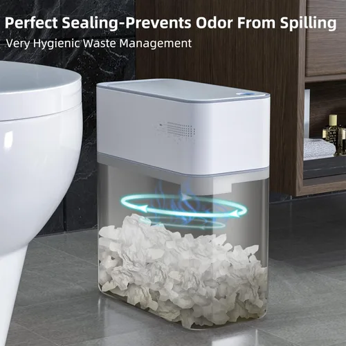 Miniatura 5 de MOPALL - Cubo de basura automático con sensor de movimiento para baño con tapa, de 3 galones, basurero sin contacto con auto-adsorción, papelero