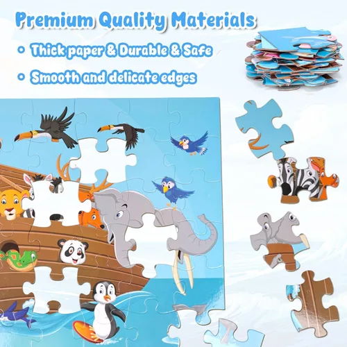 Miniatura 7 de LovesTown Rompecabezas de suelo para niños, rompecabezas de animales jumbo, juguetes educativos de aprendizaje para entretenimiento familiar