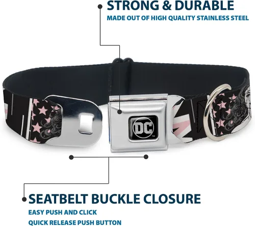 Miniatura 4 de Buckle-Down Collar de perro con hebilla de cinturón de seguridad Batgirl Wonder Woman Supergirl Retro Paneles Negro Rosa Blanco 9 a 15 pulgadas 1.0