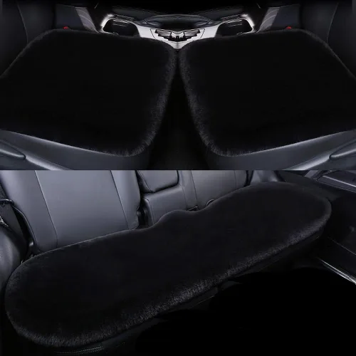 Miniatura 20 de LoveisLove Cojín de asiento de automóvil para asiento de conductor, almohadilla de asiento de felpa sintética, suave, cómoda, cálida, silla de Negro