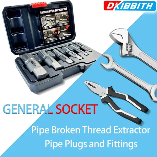 Miniatura 5 de Juego de extractor de tuberías, 6 piezas de extractores de tubos rotos de acero resistente para quitar tubos roscados dañados y accesorios de 1/8