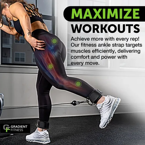 Miniatura 2 de Gradient Fitness Correas de tobillo (paquete de 2) Correa de tobillo para máquina de cable, bandas de tobillo para entrenamiento, correa