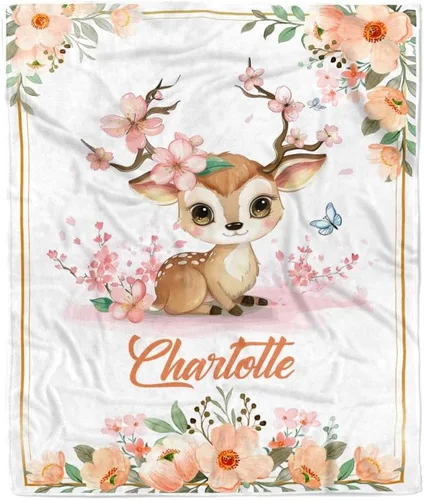 Miniatura 17 de Manta de bebé personalizada con nombre, linda flor de elefante, recién nacido, niña, niños, hija, multicolor 507