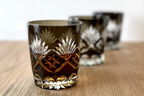 Miniatura 2 de Copa de vino de corte a mano negra fresca, caja de regalo 10 oz hecha a mano vidrio antiguo Negro cool