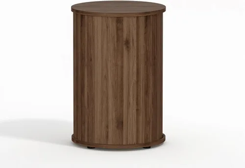 Miniatura 9 de Mesa auxiliar redonda acanalada para sala de estar, moderna mesa auxiliar de madera para sofás y espacios pequeños, mesa de noche de 21.9 pulgadas