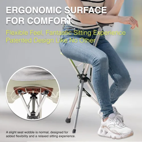 Miniatura 5 de STEP2GOLD Silla Ta-Da, bastón de senderismo portátil, plegable con asiento, bastón de caminata con silla, silla plegable, aluminio ligero, fácil