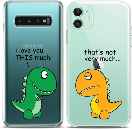 Miniatura 5 de Fundas a juego para parejas compatibles con Google Pixel 7 6a Pro 5 XL 5a 4a 5G 2 XL 3 XL 3a XL 4 regalo transparente lindo dinosaurio divertido