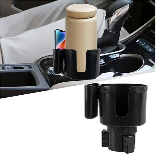 Expansor de portavasos 2 en 1 con soporte para teléfono, adaptador extensor de portavasos de vehículo de 2.6 a 3.93 pulgadas con base expandible,