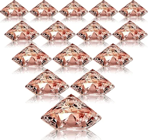 Boao Paquete de 24 tarjeteros de mesa de acrílico con diamantes de cristal, decoración de fiesta de diamantes para bodas, mesa del hogar (oro rosa)