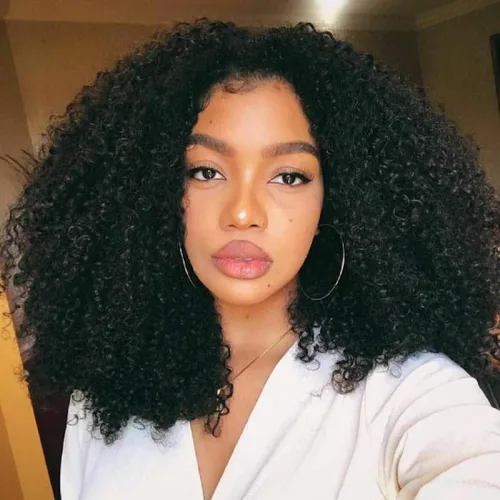 Miniatura 5 de Peluca de Cabello Humano Rizado Afro Kinky Mongol Boho 3 Paquetes (8/8/8 Pulgadas) Sin Procesar Trama Cabello Voluminoso para Mujeres Negras