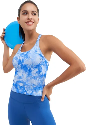 Miniatura 70 de sphinx cat - Camiseta corta de entrenamiento para mujer, camiseta sin mangas, acanalada, con espalda cruzada y brasier integrado