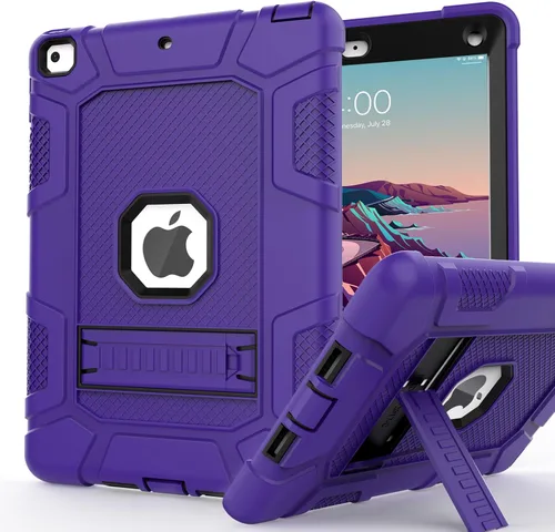 Miniatura 16 de Fundas para iPad de 6ª Generación, Funda de 5ª Generación, Air 2 de 9.7 Pulgadas a Prueba de Golpes, Resistente, Funda Protectora con Pata de Negro