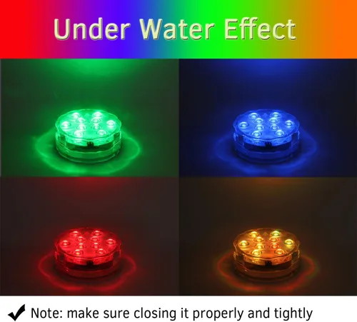 Miniatura 2 de Qoolife Luces LED sumergibles con control remoto, batería incluida, luz impermeable RGB multicolor cambiante para piscina, base de jarrón, spa