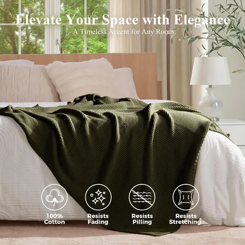 Miniatura 2 de Manta de punto trenzado 100% algodón, ligera y suave para sofá, cama, manta transpirable para todas las estaciones, acogedora manta decorativa, 50 x