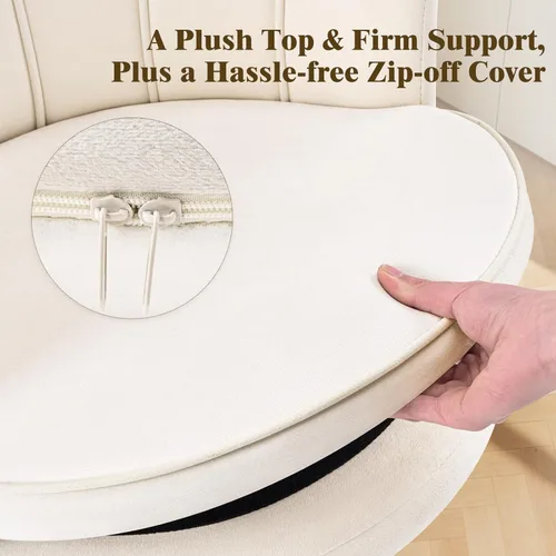 Miniatura 4 de Furnicomfy - Silla de escritorio para oficina en casa con respaldo, elegante silla de escritorio de maquillaje con ruedas, sillón giratorio de Blanco