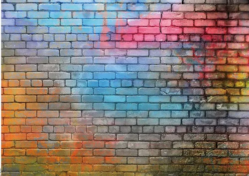 Telón de fondo colorido de pared de ladrillo de 7 x 5 pies, fondo colorido de pared de ladrillo de graffiti, fondo de arte urbano para fotografía,