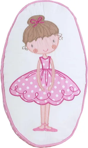 Cozy Line Home Fashions Dancing Girl - Almohada decorativa con estampado bordado rosa y blanco (1 niña, almohada decorativa - 1 unidad)