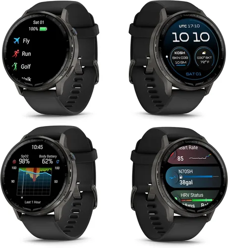 Miniatura 2 de Garmin Reloj inteligente de aviación D2 Air X15 de 1.772 in, bisel de acero inoxidable, banda de silicona negra, pantalla AMOLED, navegación directa