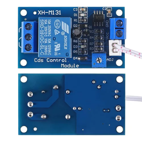 Miniatura 2 de 5 módulos de relé fotorresistente XH-M131, interruptor de control de luz CC 5V 10A, módulo de relé fotorresistente, sensor de detección de brillo