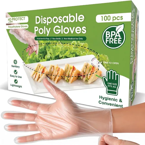 Keppi 100 unidades de guantes desechables - libres de BPA y látex - guantes desechables sin látex - para manejo de alimentos - seguros para