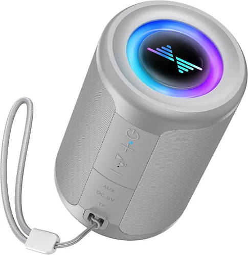 Miniatura 7 de LENRUE Altavoz Bluetooth Pequeño Portátil con Luces, Sonido Envolvente Estéreo TWS, Alimentado por Tipo C, Bluetooth 5.3, Entrada de Tarjeta AUX TF