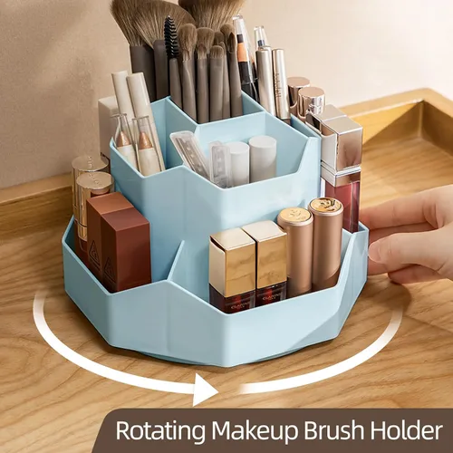 Miniatura 2 de Organizador Giratorio de 360° para Brochas de Maquillaje con 9 Ranuras, Organizadores de Maquillaje para Encimera, Organización de Maquillaje