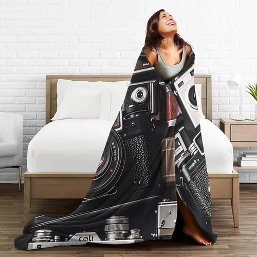 Miniatura 2 de Retro Cool Camera Collection Throw Blankets Flannel Blanket Warm Cozy Bed Blanket Lightweight Soft Blankets for Couch Sofa Bed Chair Home Decor