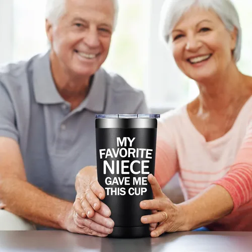 Miniatura 6 de BIRGILT Vaso de 20 onzas con texto en inglés «My Favorite Niece Gave Me This Cup», regalo para el mejor tío de parte de la sobrina, regalo del día