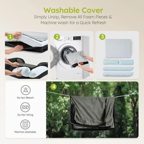 Miniatura 9 de CWAWZ Cama ortopédica para perros extra grandes, cama ortopédica para perros con espuma viscoelástica de gel refrescante, cama impermeable para Negro