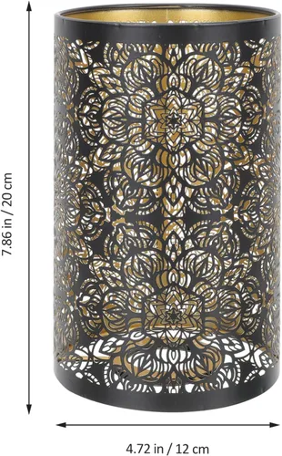 Miniatura 5 de KALLORY Pantalla hueca de metal tallado de hierro para lámpara decorativa de mesa, 7.87 x 4.72 x 4.72 pulgadas, elegante difusor de luz para sala